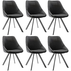 Vente-unique Lot de 6 chaises VIENNA - Velours & Métal - Noir