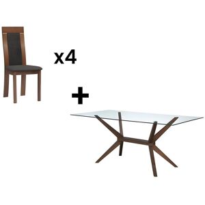 Vente-unique Ensemble table + 4 chaises BELINDA - Hetre et Noyer