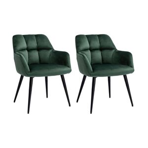 PASCAL MORABITO Lot de 2 chaises avec accoudoirs - Velours et métal - Vert - PEGA de Pascal MORABITO