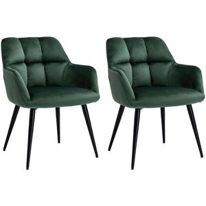 PASCAL MORABITO Lot de 2 chaises avec accoudoirs - Velours et métal - Vert - PEGA de Pascal MORABITO