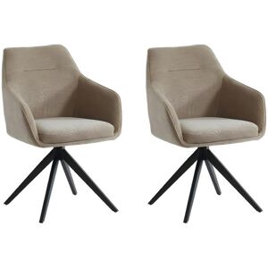 Vente-unique Lot de 2 chaises pivotantes MUSE - Avec accoudoirs - Tissu - Beige