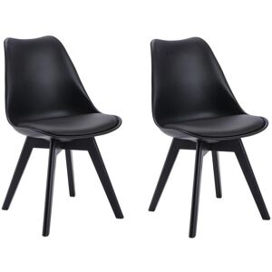 Vente-unique Lot de 2 chaises JODY - Polypropylène et Hêtre - Noir et pieds noir