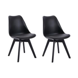 Vente-unique Lot de 2 chaises JODY - Polypropylène et Hêtre - Noir et pieds noir