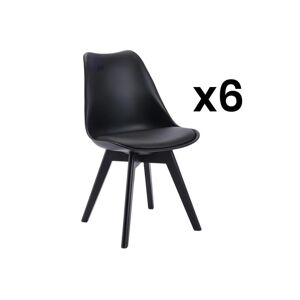 Vente-unique Lot de 6 chaises JODY - Polypropylène et Hêtre - Noir et pieds noir - Publicité