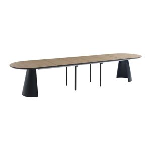 Vente-unique Table à manger extensible 8 à 14 couverts en MDF et métal - Naturel clair et Noir - FELANIO