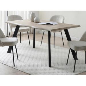 Vente unique Table a manger 6 couverts en MDF et metal noir Naturel VEYA