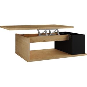 Vente-unique Table basse ALDANA - Plateau relevable - Bois et MDF - Chêne et Anthracite