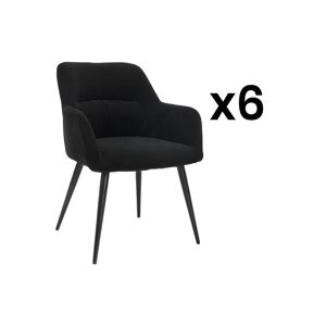 Vente-unique Lot de 6 chaises avec accoudoirs en tissu et métal - Noir - HEKA