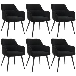 Vente-unique Lot de 6 chaises avec accoudoirs en tissu et métal - Noir - HEKA