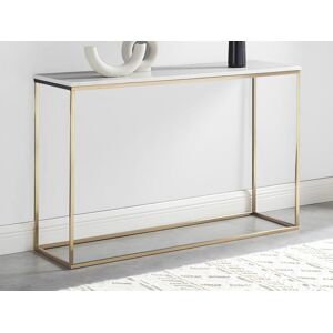 Console design ARETHA Marbre et Metal Blanc et Dore de Pascal MORABITO