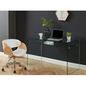 Vente-unique Chaise de bureau JELSA - Hauteur ajustable - Simili et métal chromé - Chêne et Blanc