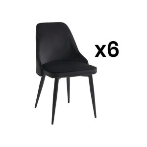 Vente-unique Lot de 6 chaises en velours et métal - Noir - EZRA