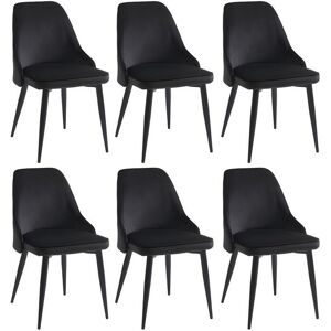 Vente-unique Lot de 6 chaises en velours et métal - Noir - EZRA