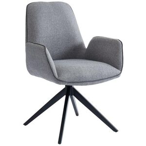 Vente-unique Chaise avec accoudoirs MILIU - Tissu et métal - Gris