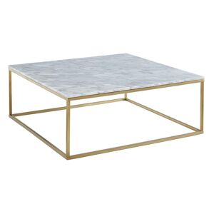 Table basse design ARETHA de Pascal MORABITO - Marbre et Metal - Blanc et Dore