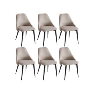 Vente-unique Lot de 6 chaises en tissu et metal - Creme - EZRA