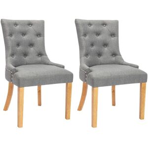 Vente unique Lot de 2 chaises JOLIA Tissu et pieds bois Gris