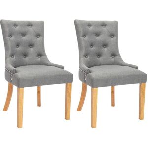 Vente-unique Lot de 2 chaises JOLIA - Tissu et pieds bois - Gris