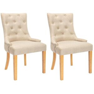 Vente unique Lot de 2 chaises JOLIA Tissu et pieds bois Beige