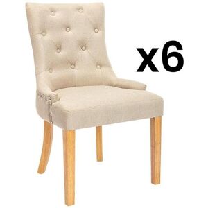 Vente unique Lot de 6 chaises JOLIA Tissu et pieds bois Beige