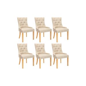 Vente-unique Lot de 6 chaises JOLIA - Tissu et pieds bois - Beige