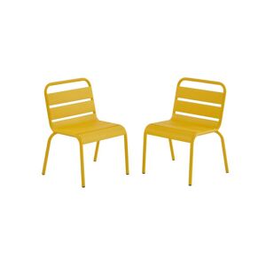 MYLIA Lot de 2 chaises de jardin empilables pour enfants en métal - Jaune - POPAYAN de MYLIA