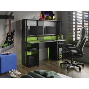 Vente unique Bureau gamer STANDA Avec rangements et LEDs Noir