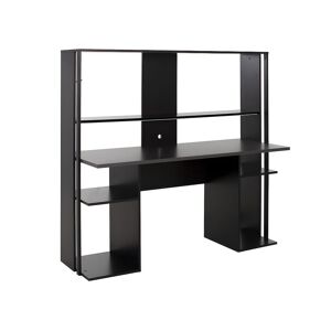 Vente-unique Bureau gamer STANDA - Avec rangements et LEDs - Noir