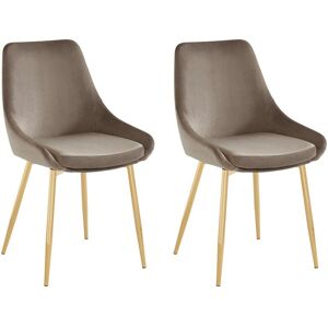 Vente-unique Lot de 2 chaises MASURIE - Velours et métal doré - Taupe