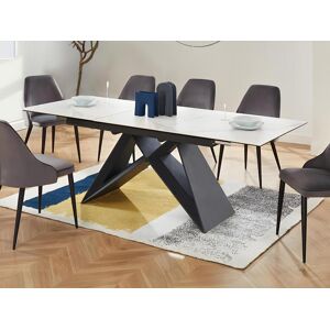 Table a manger extensible LIBSY 6 a 8 couverts Ceramique et Metal Blanc de Maison Cephy