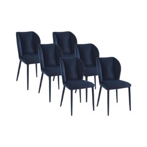 PASCAL MORABITO Lot de 6 chaises en velours et métal - Bleu nuit - CARVENI de Pascal MORABITO