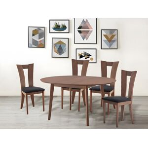 Vente-unique Table ovale extensible TIFFANY - 4 à 6 couverts - Hêtre massif - Noyer