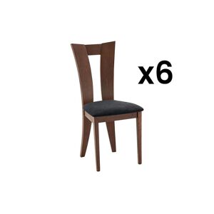 Vente-unique Lot de 6 chaises TIFFANY - Hetre massif - Coloris : Noyer et expresso