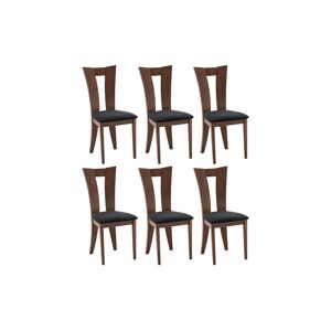 Vente-unique Lot de 6 chaises TIFFANY - Hêtre massif - Coloris : Noyer et expresso