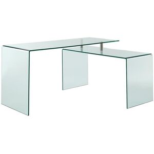 Vente-unique Bureau d'angle ELSTRON - Verre courbé - Transparent