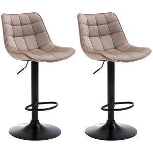 Vente-unique Lot de 2 tabourets de bar en velours et métal noir - Beige - LIMA II