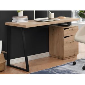 Vente unique Bureau GOTAMA 1 tiroir et 1 porte MDF et acier Chene et noir