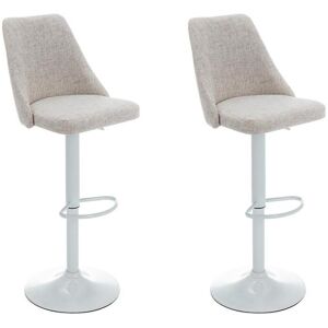 Vente-unique Lot de 2 tabourets de bar en tissu et métal blanc - Beige - KIYOLA