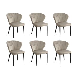 Vente-unique Lot de 6 chaises CRUSTI - Velours et Métal - Beige