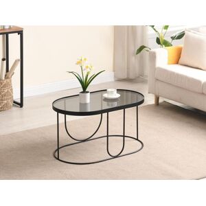 Vente-unique Table basse en métal et verre fumé - Noir et Transparent - PRETORIA