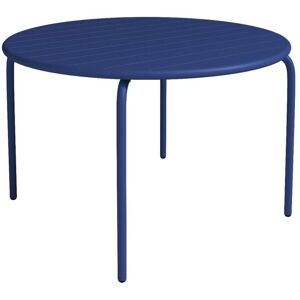 Table ronde de jardin D. 110 cm en metal - Bleu nuit - MIRMANDE de MYLIA