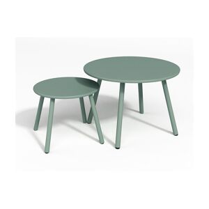 MYLIA Tables gigognes de jardin en métal - Vert amande - MIRMANDE de MYLIA