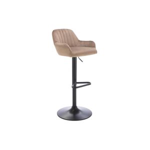 Vente-unique Tabouret de bar en velours et metal noir - Hauteur ajustable - Beige - ELEANA