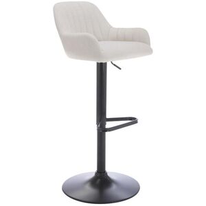 Vente unique Tabouret de bar en tissu et metal noir Hauteur ajustable Creme ELEANA