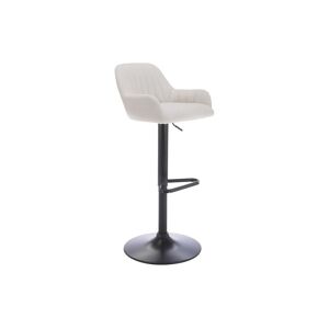 Vente-unique Tabouret de bar en tissu et métal noir - Hauteur ajustable - Crème - ELEANA