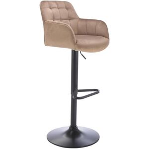 Tabouret de bar en velours et metal noir Hauteur ajustable Beige PEGA de Pascal MORABITO