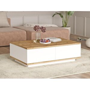 Vente-unique Table basse avec 2 portes - Naturel clair et Blanc - LOTULA