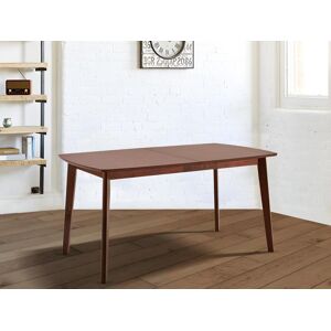 Vente-unique Table a manger extensible 6 a 8 couverts en MDF et hetre massif - Naturel fonce - SILVIA