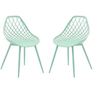 Lot de 2 chaises de jardin en polypropylene avec pieds en metal Vert Amande MALAGA de MYLIA