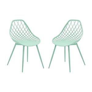 MYLIA Lot de 2 chaises de jardin en polypropylène avec pieds en métal - Vert Amande - MALAGA de MYLIA